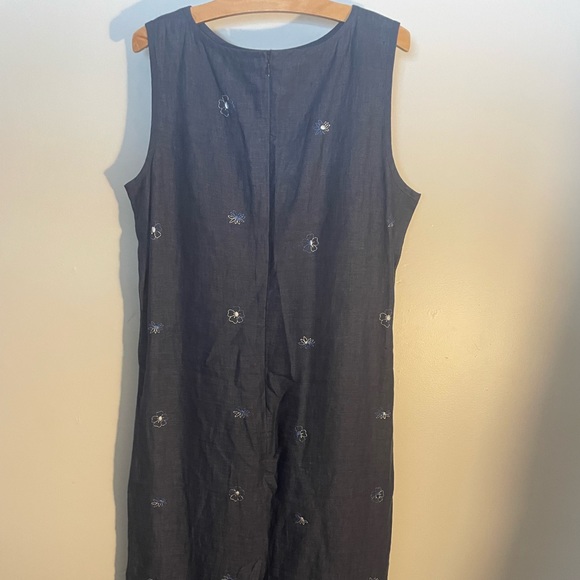 Denim blue sleeveless Talbots linen dress 16 - Picture 3 of 6